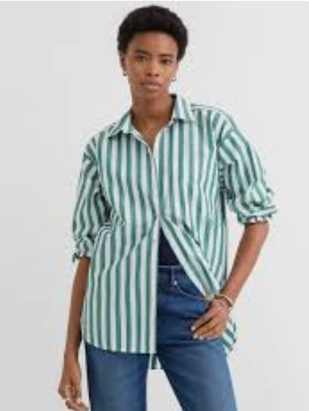 NWT CHYRII Women's Striped Button Down Shirt Casual Long Sleeve Sz S